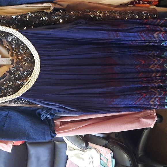 #89 Vacation Casual Beach Blue Dress - Picture 1 of 3